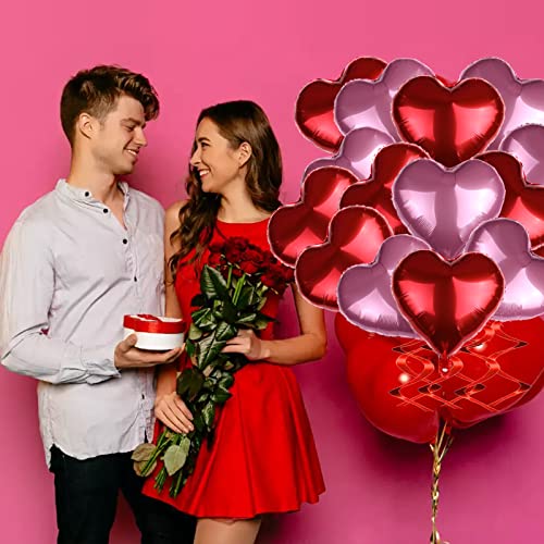 Happy Valentines Day Balloons Red Pink Heart Shape Balloon Party Decorations Supplies, Valentines Day Decorations, Romantic Anniversary Balloons Decor