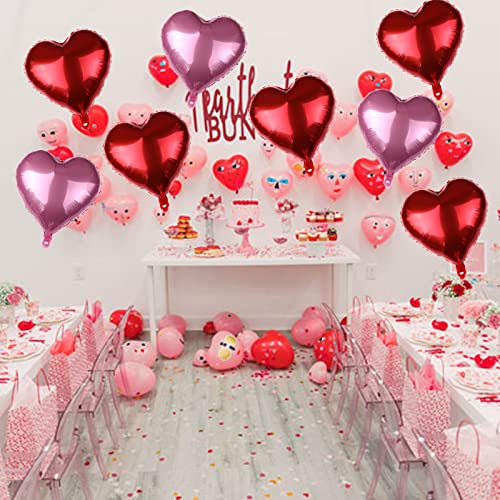 Happy Valentines Day Balloons Red Pink Heart Shape Balloon Party Decorations Supplies, Valentines Day Decorations, Romantic Anniversary Balloons Decor