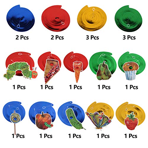 LINGTEER The Very Hungry Caterpillar Butterfly Swirls Streamers - 20 Pcs Children's Reading Story Birthday Party Decorations.