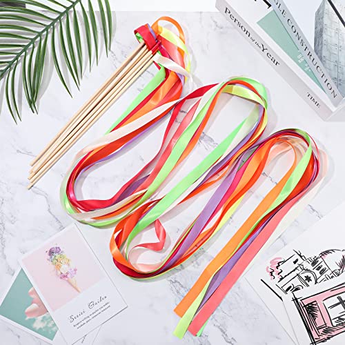 30 Pack Ribbons Dance Streamers 6.6 Feet Long Ribbon Dancer Wand for Kids Rhythmic Gymnastics Ribbon Silks Rainbow Streamer Toys Party Favors for Talent Shows Artistic Dance(Colorful,0.6 Inch)