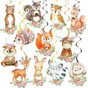 woodland party decorations 20pcs woodland animals hanging swirls forest animals foil ceiling decorations for woodland theme birthday party baby shower supplies