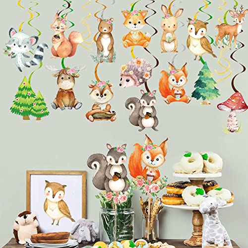 Woodland Party Decorations 20pcs Woodland Animals Hanging Swirls Forest Animals Foil Ceiling Decorations for Woodland Theme Birthday Party Baby Shower Supplies