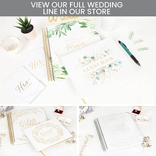 bloom daily planners Wedding Guest Book (120 Pages) - Lined Sign-in Registry Guestbook & Keepsake - Hard Cover with Silver Foil, Gilded Edges and Bookmark - 7” x 9" - Silver Floral