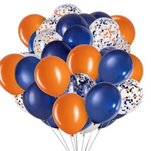 12 inch orange blue and confetti balloons, for weddings birthdays bridal shower decorations graduation party decorations 3 style,pack of 50