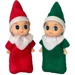 picki nicki elf baby twins- two little christmas elves, an elf baby boy and elf baby girl are perfect accessories and props for elf fun, advent calendars and stocking stuffers