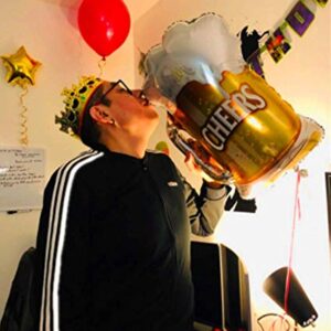 10Pcs Whiskey Bottle Beer Mug Super Shape Mylar Foil Balloon Aluminium Balloon Birthday Party Decoration Supplies for Bar Valentines Wedding Decors