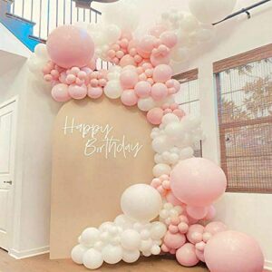 macaron pink white balloon arch kit-135pcs white balloon pink balloon for wedding,gender reveal,birthday,baby shower,christmas party decoration.