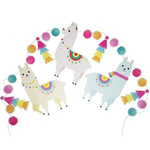 llama paper party garland, pastel banner décor for all events – 12 feet length per strand (1-pack)