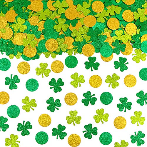 DIYDEC St Patrick's Day Paper Shamrock Table Confetti , Irish Lucky Clover Sequins Foil Glittering Table Confetti Decoration for St Patrick's Day Party Supplies