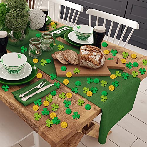 DIYDEC St Patrick's Day Paper Shamrock Table Confetti , Irish Lucky Clover Sequins Foil Glittering Table Confetti Decoration for St Patrick's Day Party Supplies