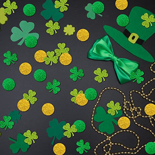 DIYDEC St Patrick's Day Paper Shamrock Table Confetti , Irish Lucky Clover Sequins Foil Glittering Table Confetti Decoration for St Patrick's Day Party Supplies