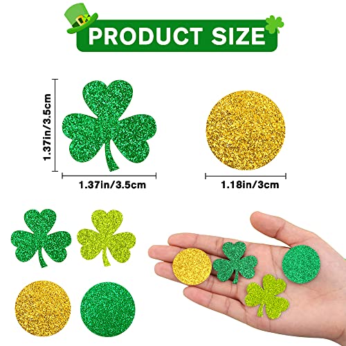 DIYDEC St Patrick's Day Paper Shamrock Table Confetti , Irish Lucky Clover Sequins Foil Glittering Table Confetti Decoration for St Patrick's Day Party Supplies