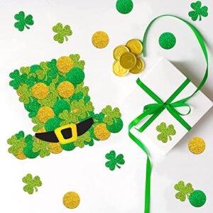 DIYDEC St Patrick's Day Paper Shamrock Table Confetti , Irish Lucky Clover Sequins Foil Glittering Table Confetti Decoration for St Patrick's Day Party Supplies