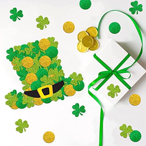 DIYDEC St Patrick's Day Paper Shamrock Table Confetti , Irish Lucky Clover Sequins Foil Glittering Table Confetti Decoration for St Patrick's Day Party Supplies