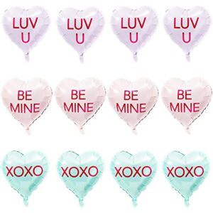 Conversation Candy Heart Balloons for Valentine Party Decorations (12 Pack)