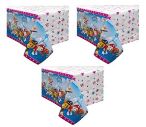 hotel safety products inc. paw patrol girl rectangular printed plastic table covers 3ct for birthday parties, 54x84 inch