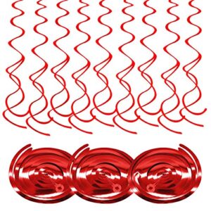Red Party Swirl Decorations Foil Swirl Hanging Decoration 30Pc Plastic Streamer for Ceiling 22"