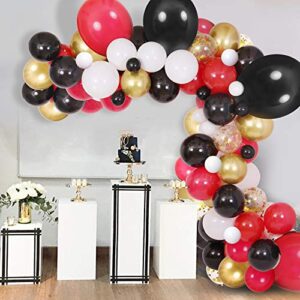 Black White Red Balloon Garland Kit, 125 Pack Balloons Garland Kit Including 18INCH Black Red Balloons Ideal for Casino Card Night Poker Las Vegas Party Decorations