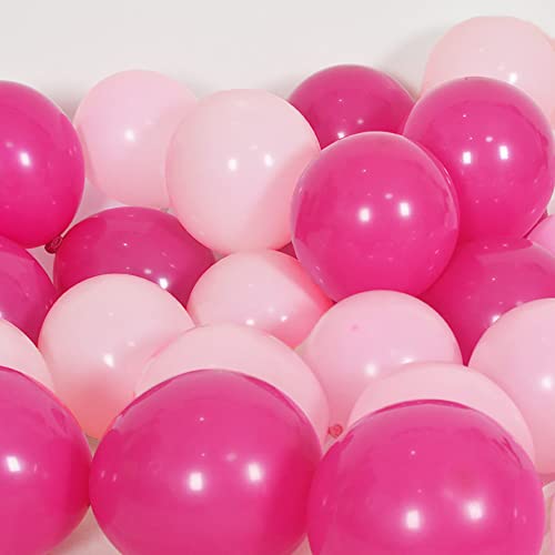 Pink Balloons 100 Pack 12 Inch Hot Pink and Light Pink Latex Party Balloons for Girl Women Birthday Bridal Baby Shower Wedding Bachelorette Valentines Anniversary Decoration