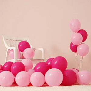 Pink Balloons 100 Pack 12 Inch Hot Pink and Light Pink Latex Party Balloons for Girl Women Birthday Bridal Baby Shower Wedding Bachelorette Valentines Anniversary Decoration
