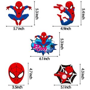 PANTIDE 30Ct Spider Superhero Hanging Swirls Decorations, Spider Hero Whirls Glitter Foil Ceiling Swirls Streamers Decorations, Superhero Themed Party Supplies Favors for Kids Birthday Baby Shower