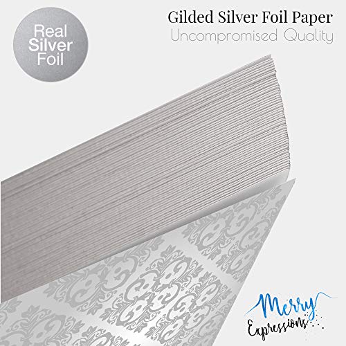 Merry Expressions Black Guest Book & Pen – 9"x7" Hardcover 100 Page/50 Sheets – Silver Foil Gilded Edges for Guests & Visitors to Sign at a Wedding, Funeral or Memorial, Party, Baby or Bridal Shower