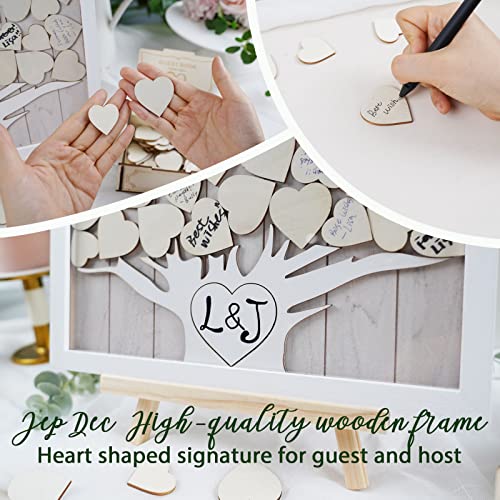 Wedding Guest Book Alternative Heart Drop Box, 16" * 12" White Wooden Rustic Display Shadow Picture Frame for Reception, Farmhouse Decoration Sign In Dropbox for Anniversary Baby Shower Birthday Party