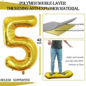 GOER 42 Inch Gold Number 50 Balloon,Jumbo Foil Helium Balloons for 50th Birthday Party Decorations and 50th Anniversary Event