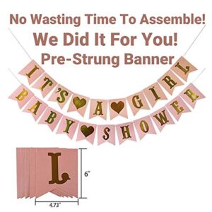 Baby Shower Decorations for Girl Pink Gold Princess It's A Girl Banner Poms Lanterns Mom To Be Sash