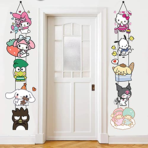 10Pc Kawaii San-rio Porch Sign Hanging Banner Hello Kittty, Cinnamo-roll, Big-eyed Frog, Little Twin Stars, Kurommi Theme Cute Party Wall Decorations for Indoor Outdoor Supplies