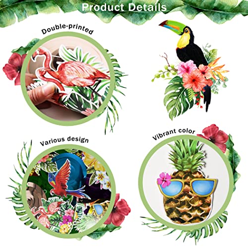 30 Pieces Hawaiian Luau Hanging Swirl Party Decorations Aloha Tropical Foil Plastic Streamer Ceiling Decor Palm Pineapple Flamingo Hibiscus Dangle Sign Summer Beach Pool Party Birthday Tiki Party Supplies