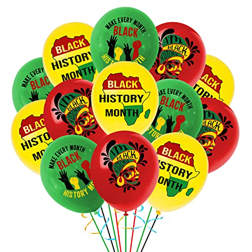 Black History Month Party Banner Plus Black History Month Party Cake Topper and Patrty Latex Ballons for Black History Month Party Decorations Party Supplies