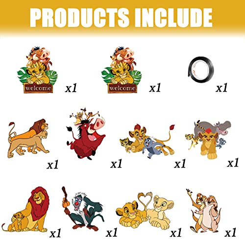 10 Pieces Lion King Cardboard Door Sign Banner Porch Sign Lion King Hanging Signs for Outdoor Indoor Bedroom Wall Decoration Fun Lion King Themed Supplies