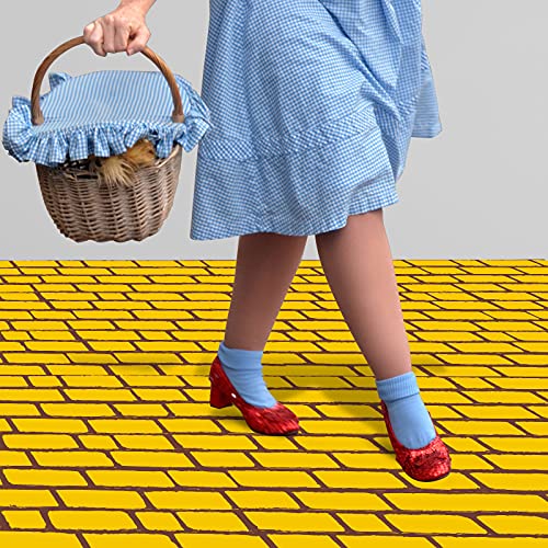 Chuangdi 4.5 x 9 Feet Yellow Brick Road Runner Novelty Aisle Floor Runner Brick Wall Backdrop, Princess Decorations Party Supplies for Halloween Cosplay Party (1 Piece)