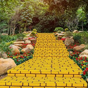 Chuangdi 4.5 x 9 Feet Yellow Brick Road Runner Novelty Aisle Floor Runner Brick Wall Backdrop, Princess Decorations Party Supplies for Halloween Cosplay Party (1 Piece)