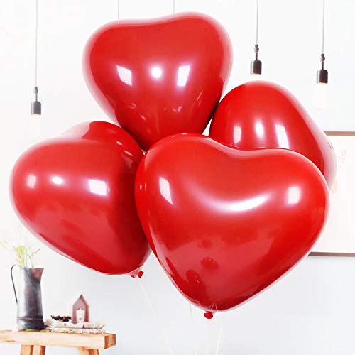 Soochat Heart Latex Balloons, Valentine's Day Balloons, Red Heart Shaped Balloons for Valentine Day Wedding Party Decoration 30 Pcs