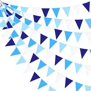 10m/32ft royal blue party decorations triangle flag pennant bunting fabric garland for wedding birthday ahoy achor nautical pirate bridal baby shower under the sea party festivals decoration