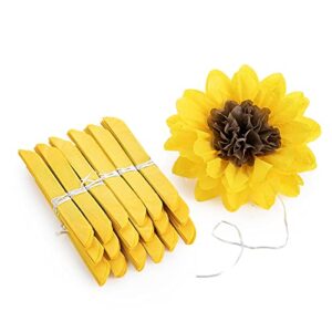 misu sunflowers party decorations yellow tissue pom poms paper flowers for classroom baby shower wedding birthday party backdrop home decoration, 10 inch, pack of 18