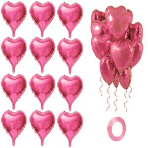 12pcs heart shape foil balloons, 18″ balloons aluminum foil decorations suitable for birthday parties, weddings, engagement parties, valentine’s day decorations, celebrations, anniversaries (pink)