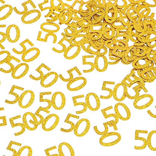 200 Pieces Birthday Confetti Gold Confetti Anniversary Confetti Glitter Gold Table Confetti for Birthday, Anniversary Party Supplies (50 Style)