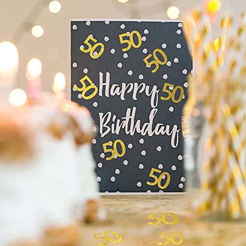 200 Pieces Birthday Confetti Gold Confetti Anniversary Confetti Glitter Gold Table Confetti for Birthday, Anniversary Party Supplies (50 Style)