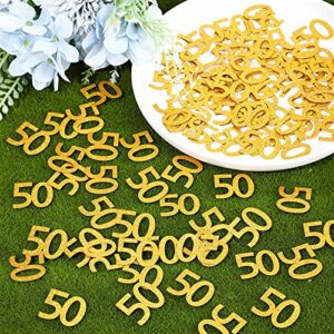 200 Pieces Birthday Confetti Gold Confetti Anniversary Confetti Glitter Gold Table Confetti for Birthday, Anniversary Party Supplies (50 Style)