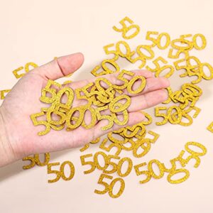 200 Pieces Birthday Confetti Gold Confetti Anniversary Confetti Glitter Gold Table Confetti for Birthday, Anniversary Party Supplies (50 Style)