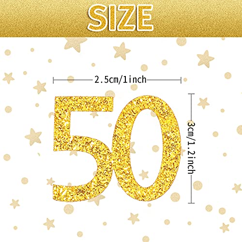 200 Pieces Birthday Confetti Gold Confetti Anniversary Confetti Glitter Gold Table Confetti for Birthday, Anniversary Party Supplies (50 Style)