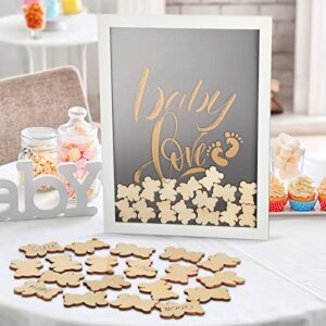 Unittype Baby Shower Guest Book Alternative 70pcs Bear Elephant Token Frame Baby Shower Favors Baby Keepsake Signature Book Picture Frame for Baby Birthday (Bear)