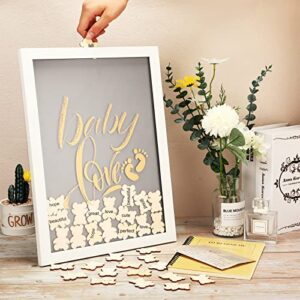 Unittype Baby Shower Guest Book Alternative 70pcs Bear Elephant Token Frame Baby Shower Favors Baby Keepsake Signature Book Picture Frame for Baby Birthday (Bear)