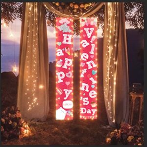 90shine 2PCS Valentines Day Decorations Lighted Banners - Valentine Door Porch Signs Heart Love Hangings Wall Decor Party Supplies(Not Batteries Included)