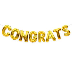 big congrats balloon gold 16″ letters banner gold graduation party decorations supplies