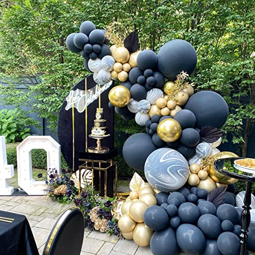 Black and Gold Balloon Garland Arch Kit-115Pcs White Black Chrome Gold Latex Balloons Metallic Marble Foil Balloons 22/10/5/Inch for Birthday Graduation Wedding Baby&Bridal Shower Retirement Bachelorette Anniversary New Years Eve NYE Party Backdrop Decora