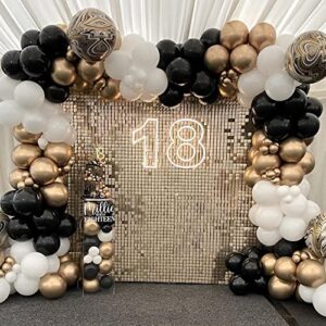 Black and Gold Balloon Garland Arch Kit-115Pcs White Black Chrome Gold Latex Balloons Metallic Marble Foil Balloons 22/10/5/Inch for Birthday Graduation Wedding Baby&Bridal Shower Retirement Bachelorette Anniversary New Years Eve NYE Party Backdrop Decora